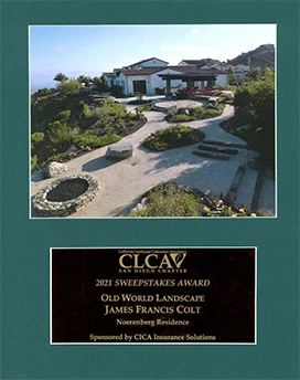 2021 CLCA Sweepstakes Award for the Noerenberg Residence | Old World Landscape San Diego